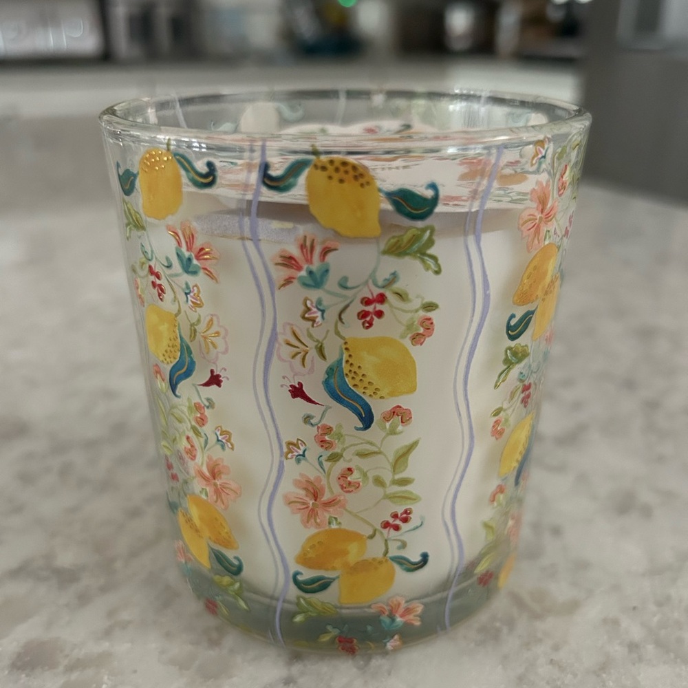 “New” Clementine Lemon Pattern Glass Candle - 10 oz